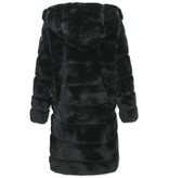 Gentile Bellini Ladies Faux Fur Coat With Hood - 610Z - Black