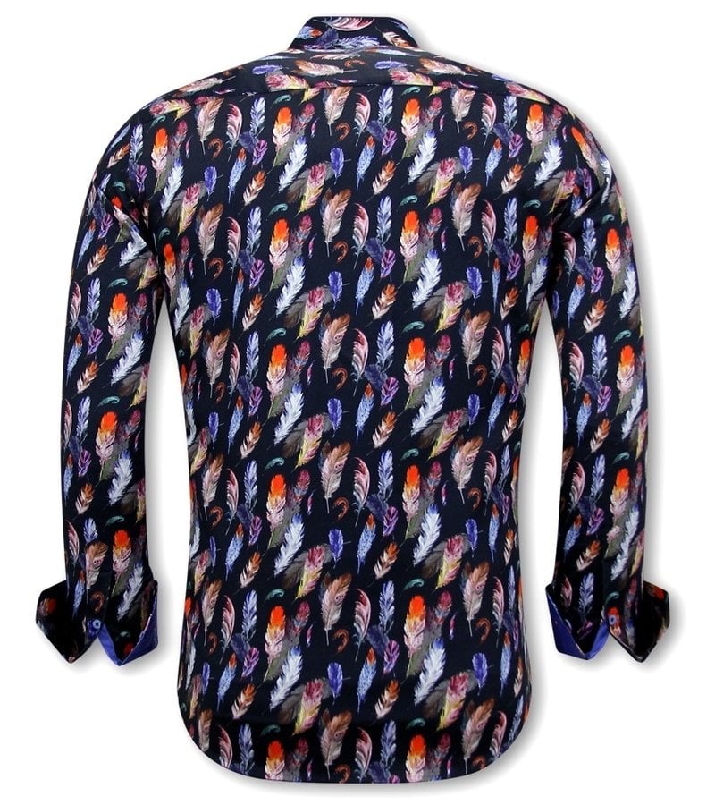 Tony Backer Feather Printed Men Shirts - 3092 - Blue