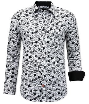 Tony Backer Cat Printed Shirt For Men Slim Fit - 3093 - White