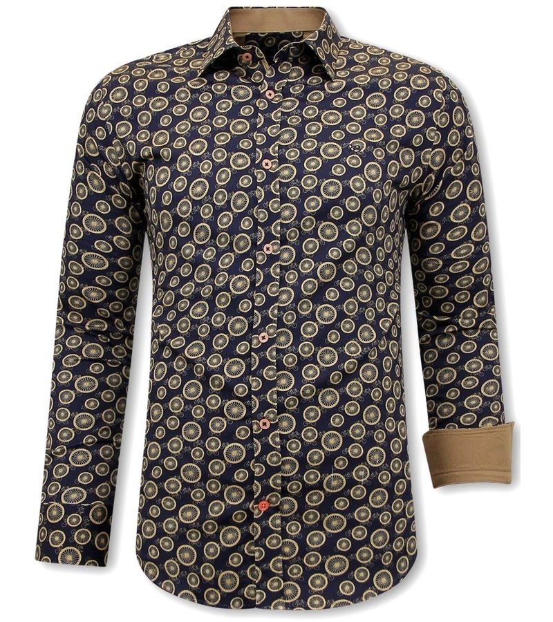 Tony Backer Bicycle Printed Men Shirts Slim Fit - 3094 - Brown