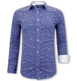 Tony Backer Leaf Printed Shirts Full Sleeves Slim Fit - 3085 - Blue