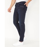 True Rise Dark Blue Jeans Straight Fit Stretch - DP12