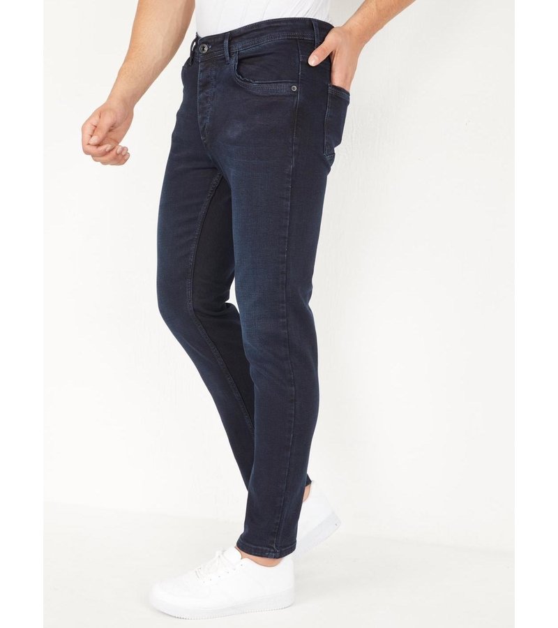 True Rise Dark Blue Jeans Straight Fit Stretch - DP12