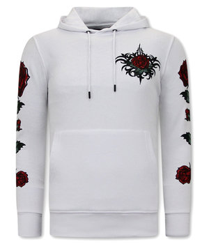 Local Fanatic Hoodie for Mens Love & Roses - 11-6526W - White