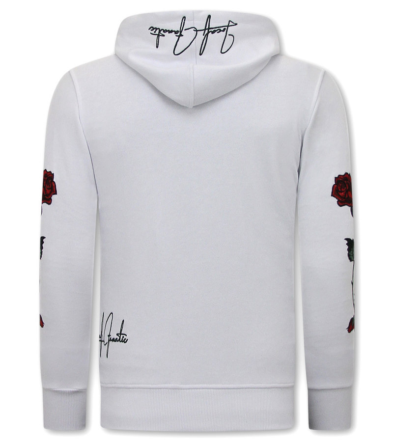 Local Fanatic Hoodie for Mens Love & Roses - 11-6526W - White