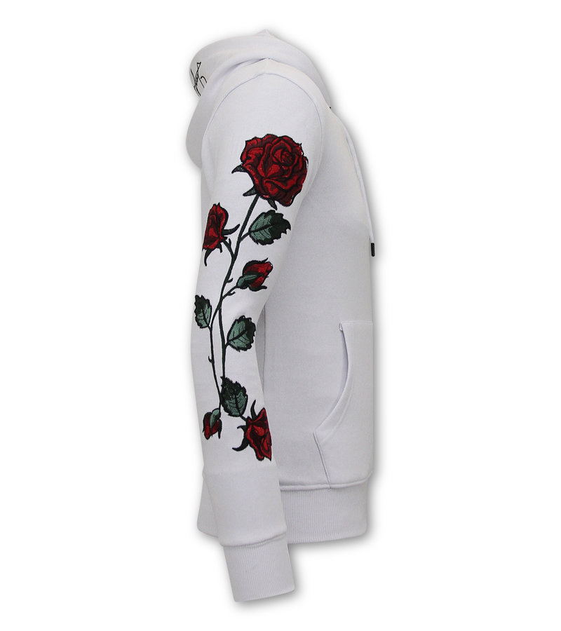 Local Fanatic Hoodie for Mens Love & Roses - 11-6526W - White