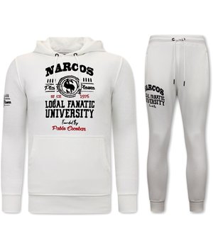 Local Fanatic Tracksuit Set With Hoodie Narcos University - 11-6464W - White