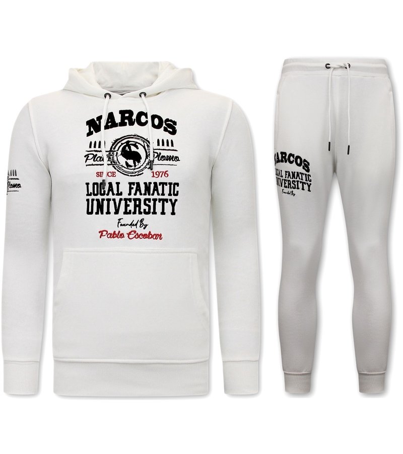 Local Fanatic Tracksuit Set With Hoodie Narcos University - 11-6464W - White