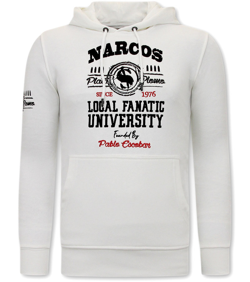 Local Fanatic Tracksuit Set With Hoodie Narcos University - 11-6464W - White