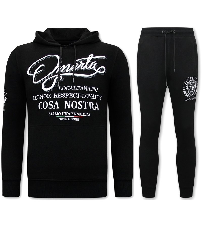 Local Fanatic Tracksuit Set With Hoodie Omerta Cosa Nostra - 11-6517Z - Black