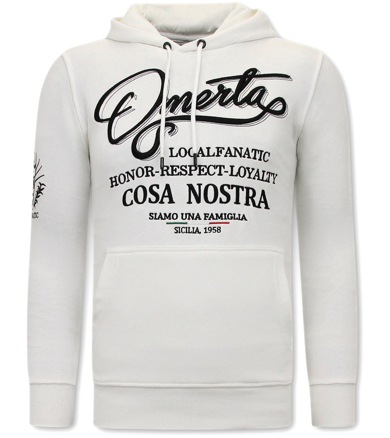 Local Fanatic Tracksuit Set With Hoodie Omerta Cosa Nostra - 11-6517W - White