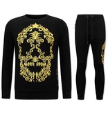 Local Fanatic Mens Tracksuit Set Skull Embroidery - 11-6510Z - Black