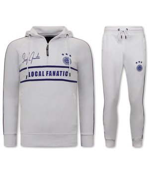 Local Fanatic Half Zip Tracksuit Set For Mens - 6515WB - White / Blue