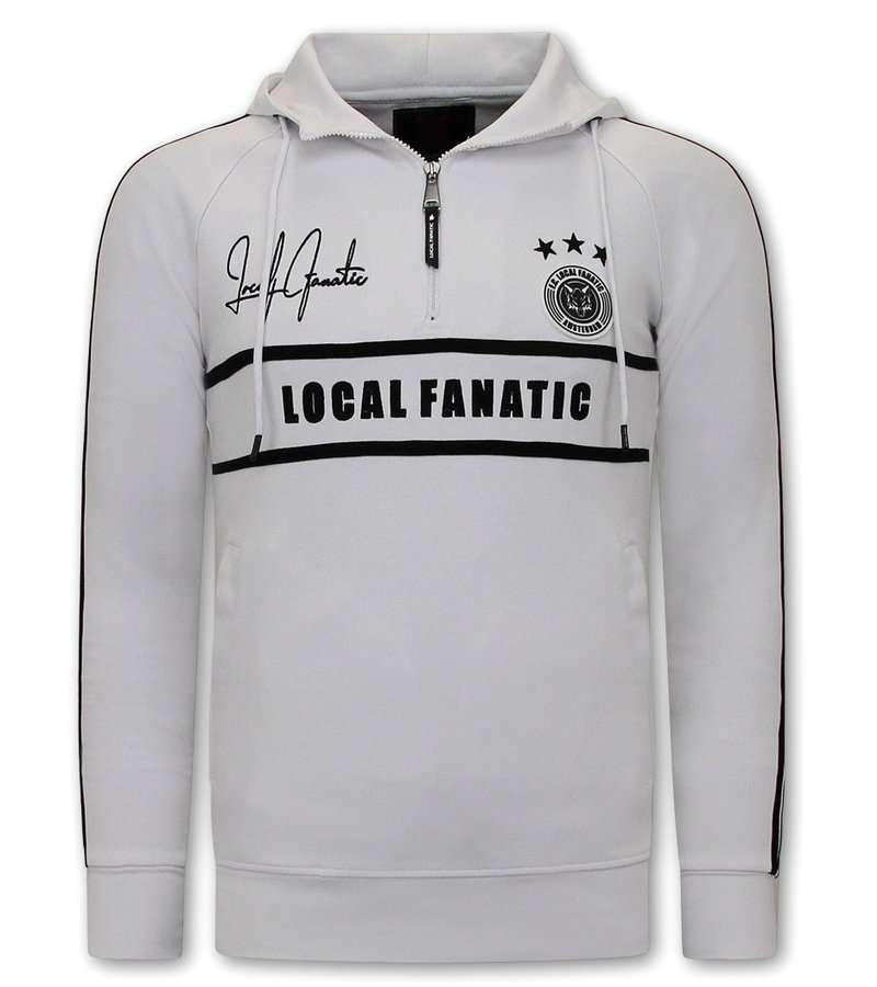 Local Fanatic Half Zip Tracksuit Set For Mens - 6515WZ - White / Black