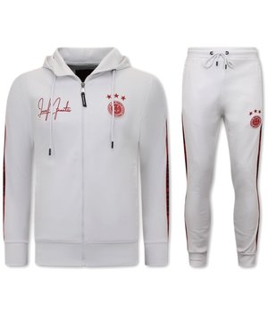 Local Fanatic Mens Tracksuit Set Side Ribbon - 6513WR - White / Red