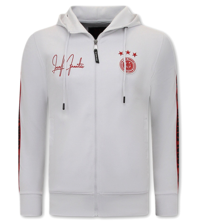 Local Fanatic Mens Tracksuit Set Side Ribbon - 6513WR - White / Red