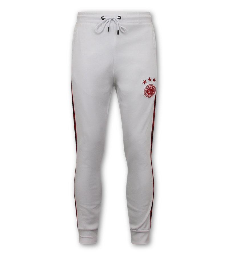 Local Fanatic Mens Tracksuit Set Side Ribbon - 6513WR - White / Red