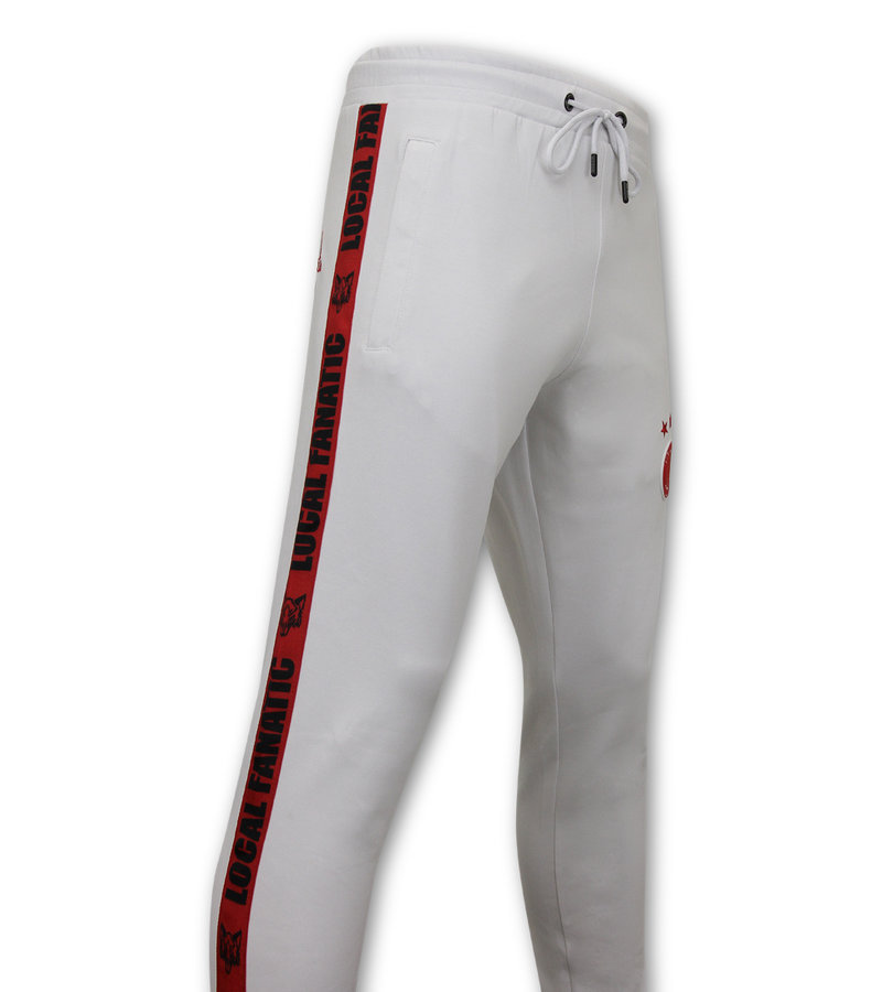 Local Fanatic Mens Tracksuit Set Side Ribbon - 6513WR - White / Red