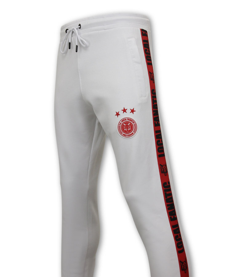 Local Fanatic Mens Tracksuit Set Side Ribbon - 6513WR - White / Red