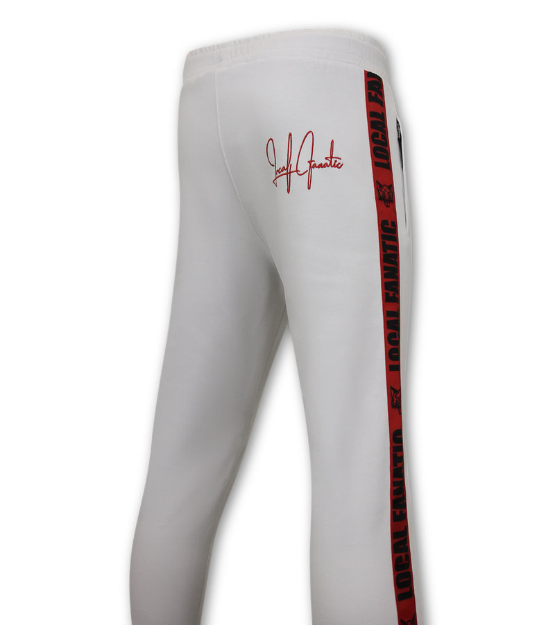 Local Fanatic Mens Tracksuit Set Side Ribbon - 6513WR - White / Red