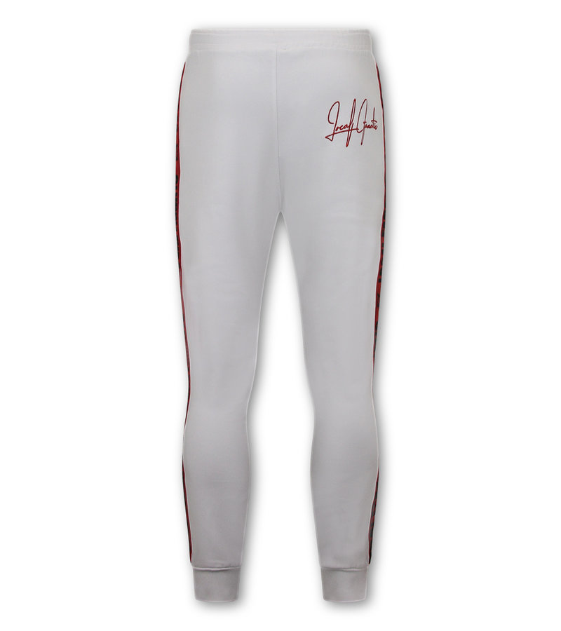 Local Fanatic Mens Tracksuit Set Side Ribbon - 6513WR - White / Red