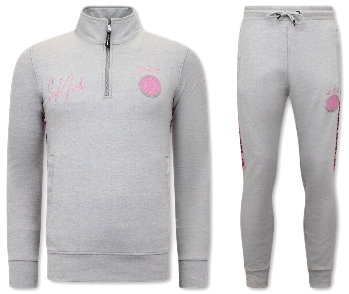 Pink hotsell grey tracksuit