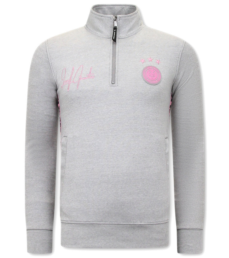 Local Fanatic High Neck Tracksuit Set Men - 11-6516GR - Grey / Pink