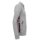 Local Fanatic High Neck Tracksuit Set Men - 11-6516GR - Grey / Pink