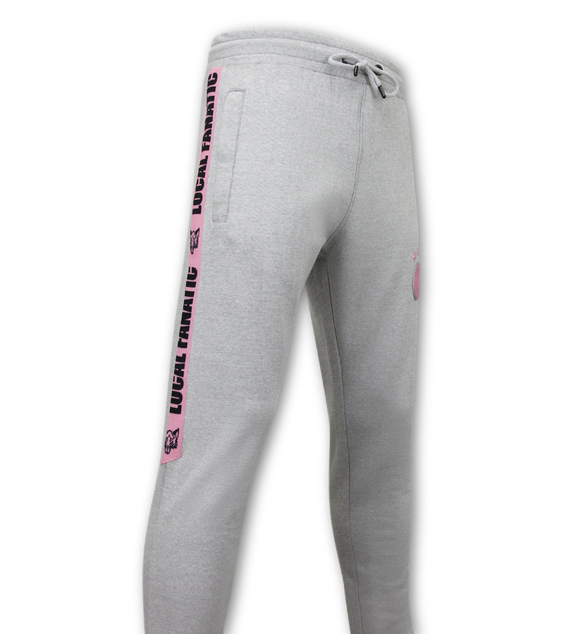 Local Fanatic High Neck Tracksuit Set Men - 11-6516GR - Grey / Pink