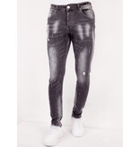 True Rise Slim Fit Jeans With Ripped - SLM-40 - Grey