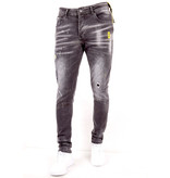 True Rise Paint Splatter Designer Jeans Slim Fit - DC-013 - Grey