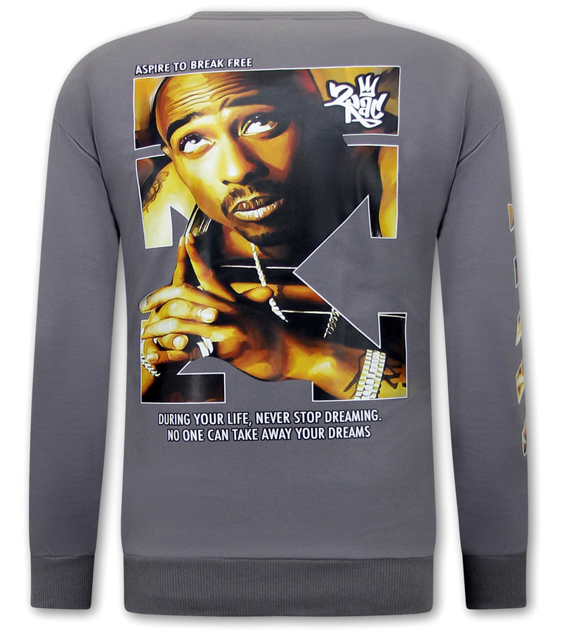 IKAO Men Sweatshirt Tupac Shakur 2Pac  - KS-91 - Grey