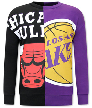 IKAO Chicago Bulls vs Lakers Sweatshirt - 22026 - Black\Purple