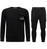 IKAO Casual Design Tracksuit Set - IK-273/274 -PAK - Black