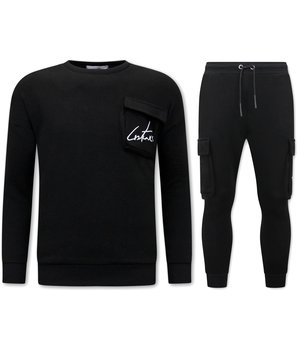 IKAO Casual Design Tracksuit Set - IK-273/274 -PAK - Black