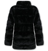 Gentile Bellini Womens Faux Fur Winter Coat - 607-1 - Black