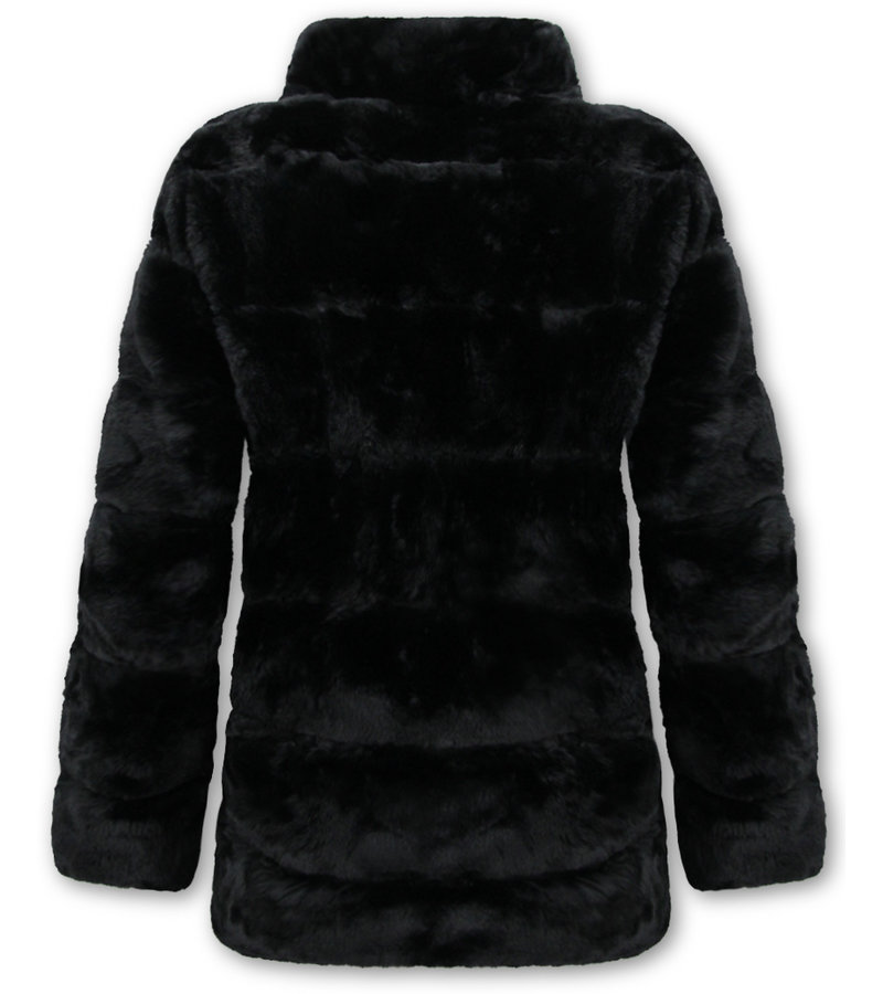 Gentile Bellini Womens Faux Fur Winter Coat - 607-1 - Black