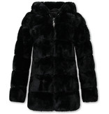 Gentile Bellini Faux Fur Winter Coat With Hood Womens - 606 - Black