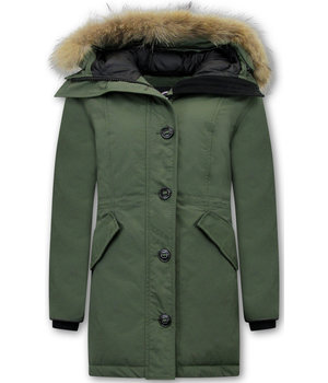 Matogla Women's Parka Winter Coats with Fur - 7602 - Green