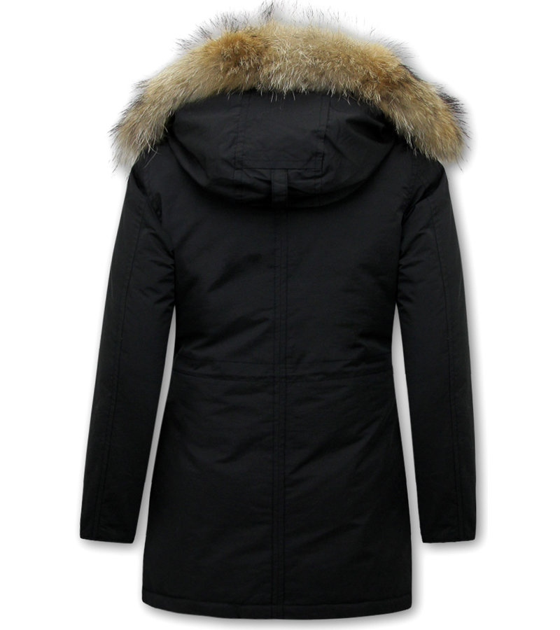 Matogla Ladies Hooded Winter Coats with Fur - 8201 - Black