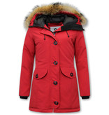 Matogla Ladies Hooded Winter Coats with Fur - 8201 - Red