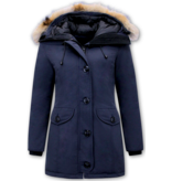 Matogla Ladies Hooded Winter Coats with Fur - 8201 - Blue