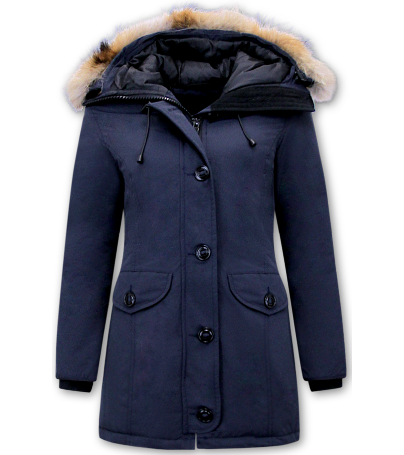 Matogla Ladies Hooded Winter Coats with Fur - 8201 - Blue