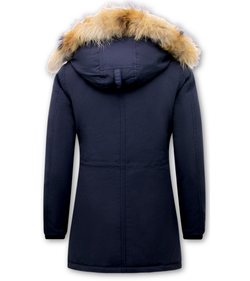 Matogla Ladies Hooded Winter Coats with Fur - 8201 - Blue