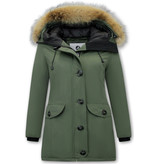 Matogla Ladies Hooded Winter Coats with Fur - 8201 - Green