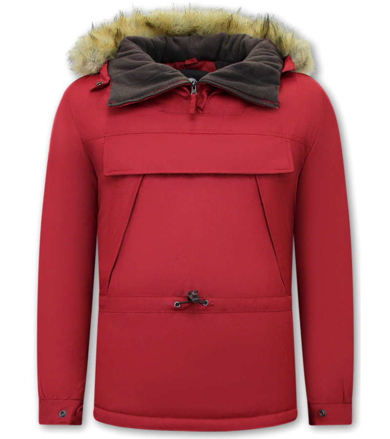 Beluomo Anorak Short Fur Winter Jackets Mens - 8591 - Red