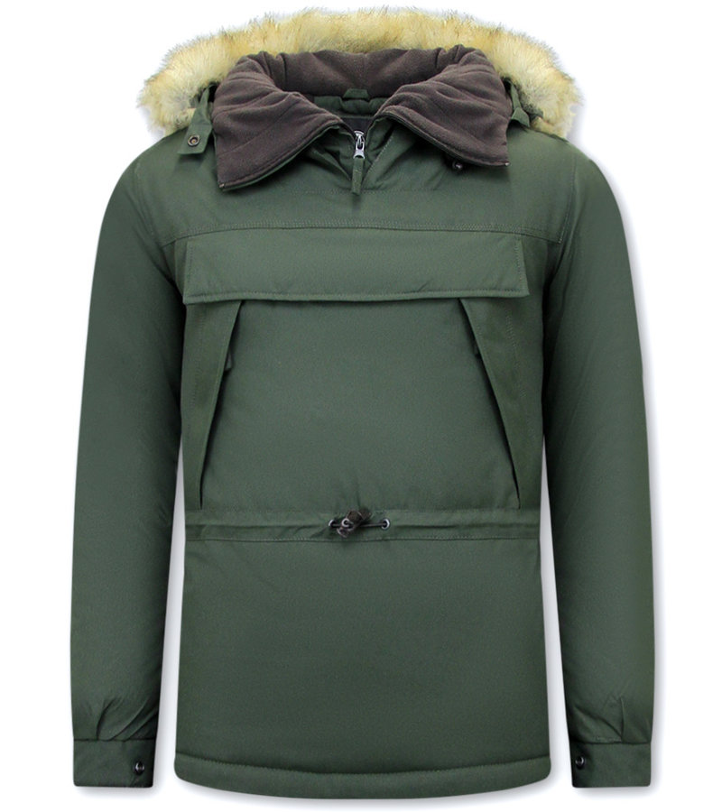 Beluomo Anorak Short Fur Winter Jackets Mens - 8591 - Green