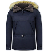 Beluomo Anorak Short Fur Winter Jackets Mens - 8591 - Navy