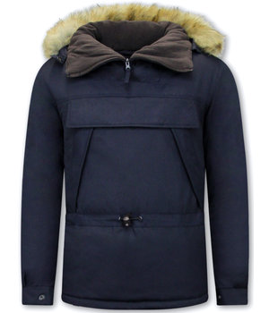 Beluomo Anorak Short Fur Winter Jackets Mens - 8591 - Navy