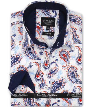 GB Paisley Style Mens Shirts Slim Fit - 3096 - White